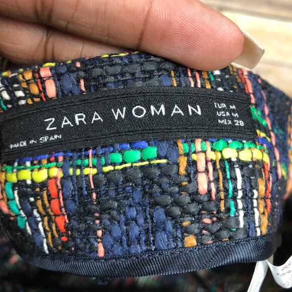 🆕 Zara Women's Blue Multi Tweed‎ Spring/Summer Skirt Size Medium - Picture 2 of 5